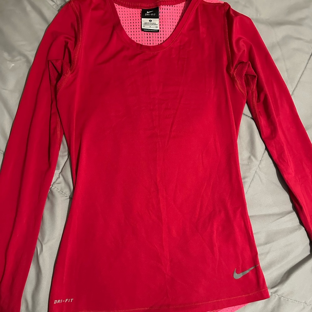 Nike Red Long Sleeve Fitted Top